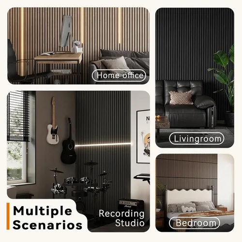 Miniatura 7 de Upick Paneles de pared acústicos plegables, paquete de 4 paneles de madera MDF de 48 x 12.6 pulgadas para pared, paneles de pared absorbentes