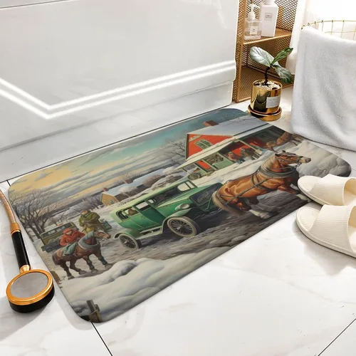 Miniatura 2 de Alfombra de baño de flores de caballo blanco, regalos de caballo para niñas, alfombra de baño de terciopelo antideslizante, tapete de ducha de felpa