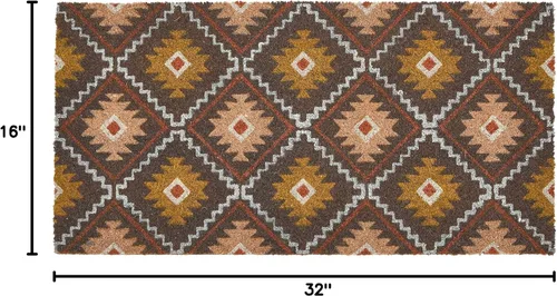 Miniatura 3 de Main + Mesa Felpudo de fibra de coco natural con estampado geométrico de nómadas, multicolor