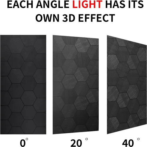 Miniatura 3 de Papel tapiz autoadhesivo negro autoadhesivo de 15.7 x 118 pulgadas, papel de contacto con relieve geométrico hexagonal 3D, extraíble, fácil