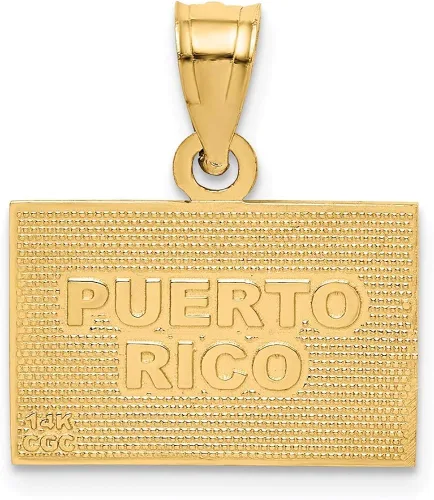 Miniatura 4 de Colgante de bandera de Puerto Rico esmaltada en oro amarillo de 14 quilates Esmalte Sin tipo gema