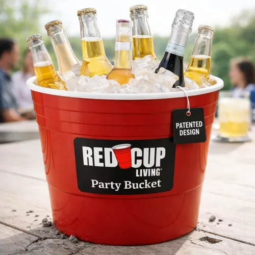 Miniatura 9 de Red Cup Living Cubo de hielo grande para fiestas, enfriador de bebidas aislado de 201 onzas para fiestas, bar y cocina, cerveza de plástico