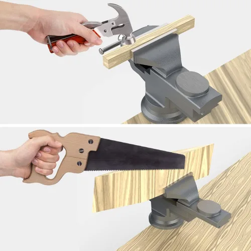 Miniatura 8 de Housolution Abrazadera Universal de Mesa de 3 Pulgadas, Base Giratoria de 360°, Abrazadera de Banco para el Hogar, Abrazadera de Tornillo de Banco