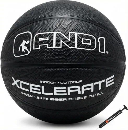 AND1 Xcelerate Balón de Baloncesto de Goma: Tamaño Reglamentario Oficial 7 (29.5"), Streetball, Hecho para Juegos de Interior/Exterior (Baloncesto