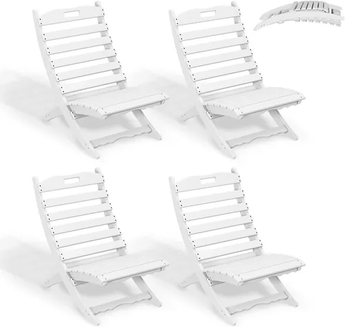 Miniatura 21 de GREENVINES Silla plegable Xavier Wave Sillas Adirondack portátiles Plástico HDPE Silla para fogata para todo tipo de clima Negro