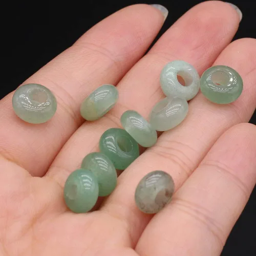 Miniatura 8 de 50 cuentas sueltas de piedra semipreciosa natural con agujero grande, forma de ábaco, ópalo de moda, amatista, unakita, cuarzo rosa, cuentas