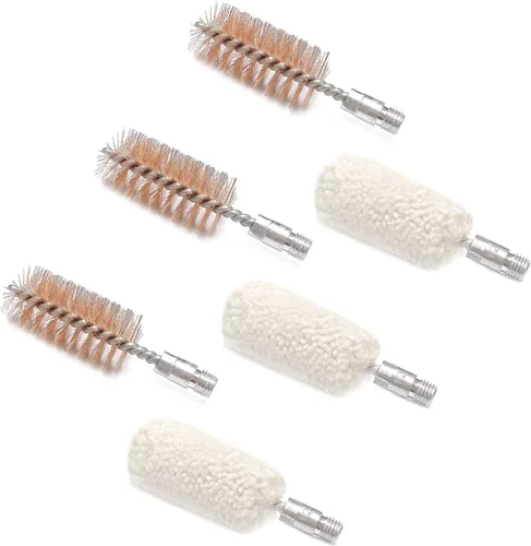 Eamber Paquete de 6 cepillos de agujero/hisopo, cepillos de escopeta/pistola, cepillos de limpieza para trapeador, 22-.223 Cal 0.219 in/357.380.38
