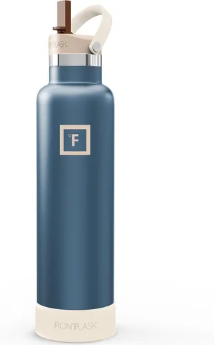 Miniatura 30 de IRON °FLASK Botellas de agua de campamento/senderismo, 3 tapas (estrecha con popote), sin fugas, aisladas al vacío, acero inoxidable de doble pared