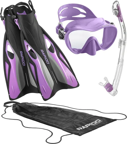 Phantom Aquatics Juego de esnórquel sin marco con máscara de snorkel Lila