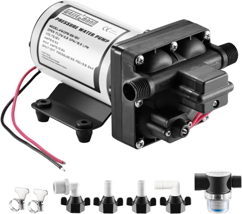 Miniatura 8 de WASSERMANN Bombas de agua RV 115V AC Bomba de presión con interruptor de presión, bomba de agua autocebante 4.0GPM 45PSI, bomba de agua dulce