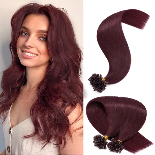 Miniatura 8 de Extensiones de cabello humano con punta en U, con queratina de fusión caliente, extensiones de cabello humano real, extensiones de cabello Remy