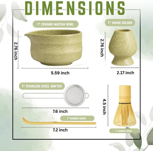 Miniatura 8 de Juego de 7 batidores de matcha, kit de cerámica con cuenco, batidor y soporte de bambú, cuchara de bambú, tamiz y toalla de té, juego de regalo