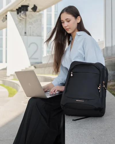 Miniatura 7 de Mochila para laptop LIGHT FLIGHT, mochila para laptop para mujeres, bolsa de viaje para laptop, mochila grande para la escuela universitaria, Negro