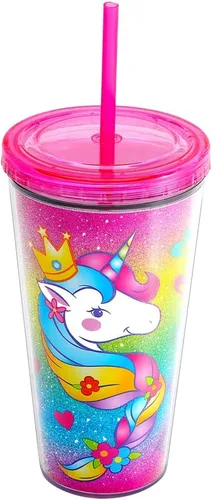 Miniatura 4 de Vaso de acrílico con aislamiento de doble pared con tapa y pajilla, 22 oz / 22.0 fl oz (colorido)