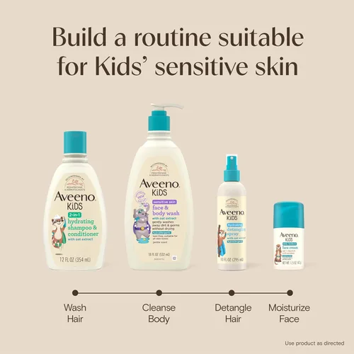 Miniatura 8 de Aveeno Kids Champú y acondicionador hidratante 2 en 1, limpia, acondiciona y desenreda suavemente el cabello de los niños, formulado con extracto
