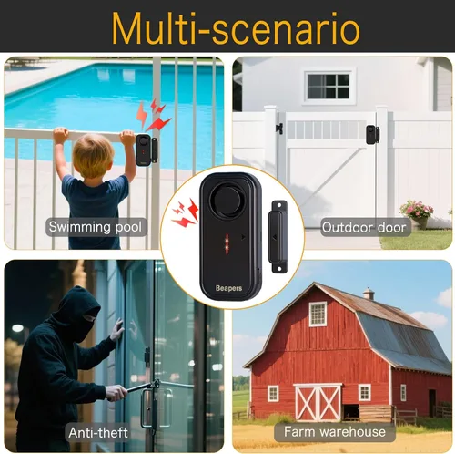Miniatura 7 de Alarma de seguridad personal impermeable para puerta/ventana, IP66 resistente al agua con control remoto, 113 dB, modo alarma/timbre, espaciado