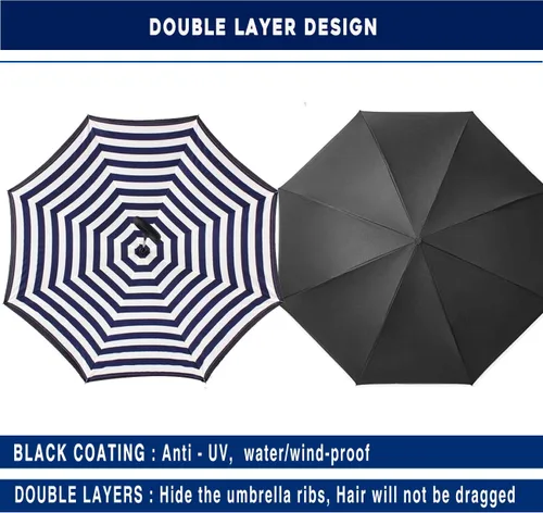 Miniatura 52 de SIEPASA Paraguas invertido invertido de 49/56 pulgadas, doble toldo extra grande, ventilado, resistente al viento, impermeable, paraguas de golf