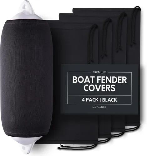 Fundas para guardabarros de barco | Varias opciones de tamaño disponibles | Negro y azul marino | Paquete de 1, 2 y 4 | Poliéster (paquete de 4,