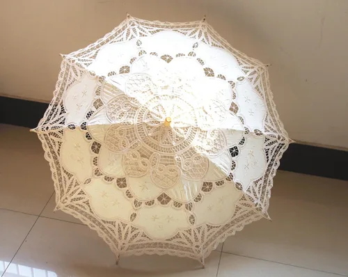 Miniatura 3 de Sombrilla de encaje hecha a mano para boda nupcial, 30 pulgadas, tamaño adulto