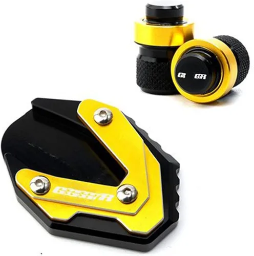 Miniatura 5 de Moto Kickstand Soporte lateral ampliar placa de almohadilla y tapas de aire de válvula de neumático para Suzuki para GIXXER 250 SF para GIXXER 150