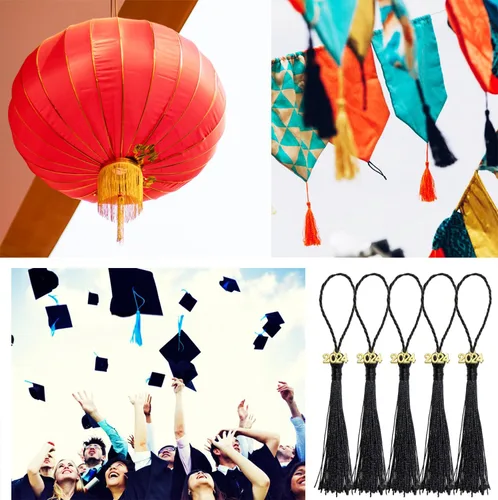 Miniatura 6 de Tupalizy 30 mini borlas sedosas hechas a mano con 60 dijes del año 2024 para graduación, llavero, aretes, joyería, regalos de boda, recuerdos