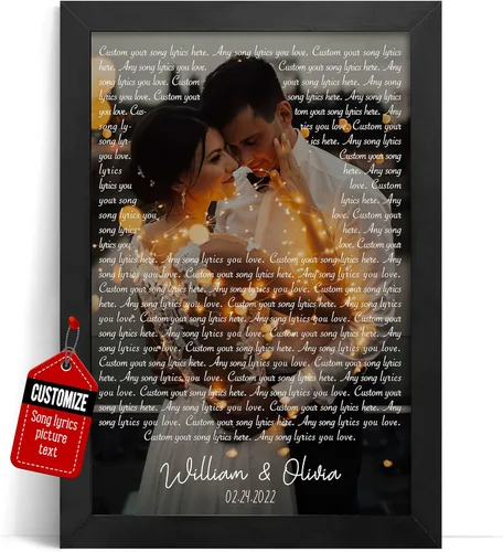 Miniatura 35 de VICILO Póster Enmarcado con Letras de Canción Personalizadas, Regalo para Padres, Acordes de Canción Perfectos, Pareja, 50° Aniversario de Boda