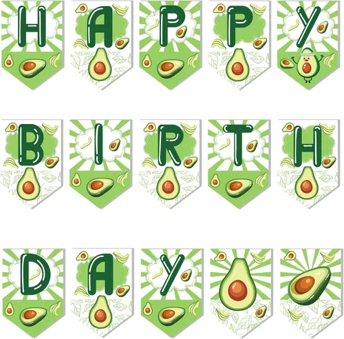 Miniatura 2 de 1 pancarta temática de aguacate, suministros de fiesta para decoración de frutas de aguacate, fiesta de cumpleaños, banderines