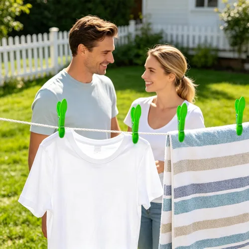 Miniatura 2 de Pinzas para ropa, paquete de 24 pinzas de plástico de colores, pinzas de ropa resistentes, clips de lavandería antideslizantes para colgar ropa