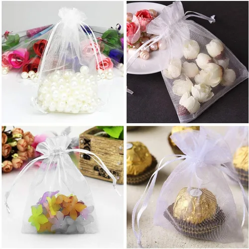 Miniatura 5 de Stratalife Bolsas de organza de malla transparente de 5 x 7 pulgadas con cordón para recuerdos de fiesta de boda, almacenamiento de joyas, 100