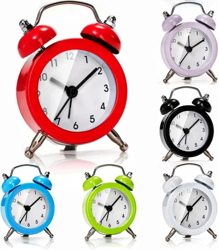 Noamus 6 relojes despertadores de campana gemela, alarma fuerte de 2 pulgadas, pequeño y lindo reloj despertador analógico, reloj de viaje vintage