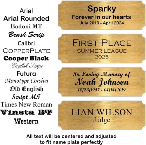 Miniatura 6 de Placa de nombre grabada personalizada de 3 x 1 pulgada - Etiqueta de metal personalizada para trofeos, marco de fotos, placa, urna, caja de sombra