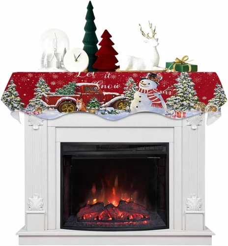 Miniatura 12 de Funda de bufanda de chimenea de Navidad, mantel superior, bufanda para Navidad, Halloween, Acción de Gracias, otoño, decoración de interiores