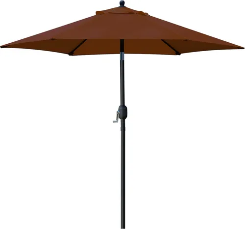 Miniatura 21 de Sombrilla Sunnyglade para patio, 7.5 pies, con botón de inclinación, manivela, 6 varillas (color canela)