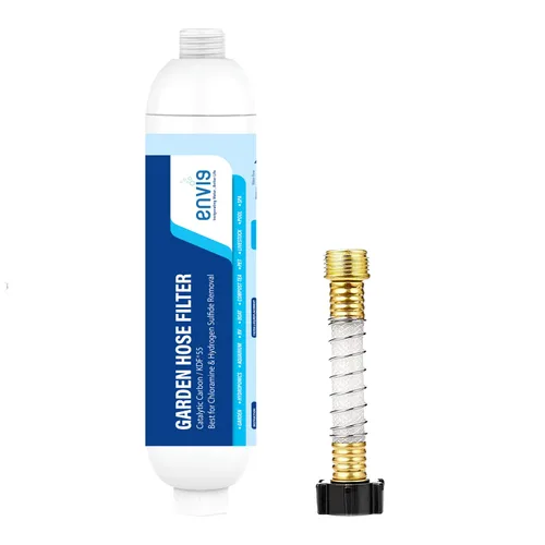 Envig Filtro de Manguera de Jardín en Línea de Carbono Catalítico KDF Elimina Cloramina, Cloro, COV y Productos Químicos para Hidroponía,