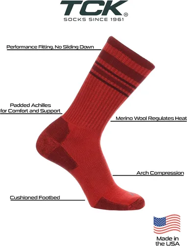 Miniatura 11 de TCK Calcetines de lana merino para hombres y mujeres para senderismo, caza, ciclismo de montaña, longitud de la tripulación para botas