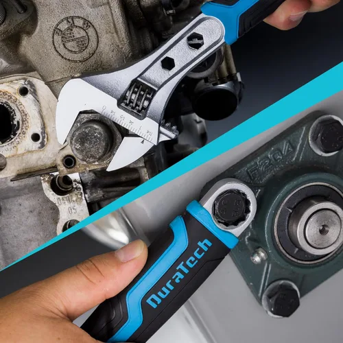Miniatura 6 de DURATECH - Llave ajustable de 10 pulgadas, llave combinada 3 en 1 con extremo en caja/función hexagonal, acero CR-V, escalas métricas y SAE