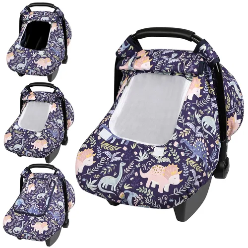 Miniatura 8 de Pea Pod Funda de Asiento de Automóvil para Bebé Niñas, Fundas de Asiento de Automóvil Infantil Arcoíris con Capota para Recién Nacidos, 2 Capas