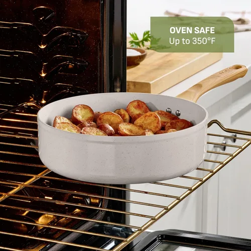 Miniatura 8 de T-Fal Revive Juego de Utensilios de Cocina Antiadherentes de Cerámica, Apto para Horno hasta 350ºF, 12 Piezas, Incluye Olla Grande, Cacerola