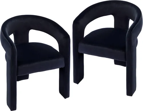 Miniatura 12 de VESCASA Silla de Comedor de Barril de Terciopelo con Respaldo Abierto, Sillón Lateral de Acento Moderno Tapizado con 3 Patas para Caqui-terciopelo