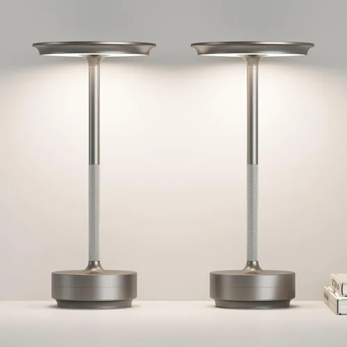 Juego de 2 Lámparas de Mesa LED Inalámbricas, Batería Incorporada de 5000mAh Recargable para Exteriores Impermeables Portátiles Táctiles Lámparas de