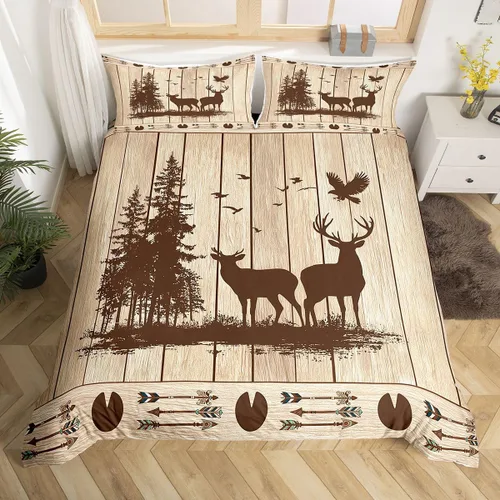 Miniatura 11 de Juego de funda de edredón de diente de león, estrella de Texas occidental, para niños y niñas, funda de edredón de tablones de madera gris y blanco