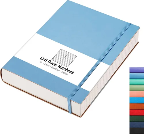 Miniatura 29 de AHGXG Cuaderno rayado – 320 páginas numeradas grande B5 grueso diario universitario rayado, papel rayado grueso de 100gsm, tapa blanda de piel Azul