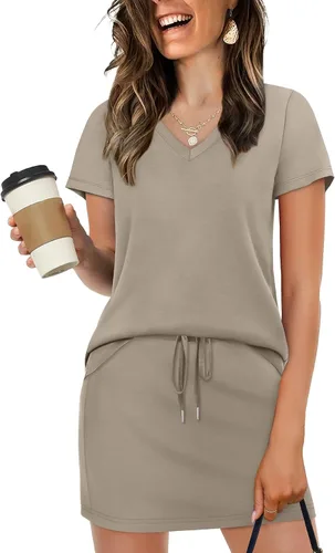Miniatura 11 de NIASHOT Conjunto de falda de dos piezas para mujer, para vacaciones de verano, trajes de viaje, tenis, golf, falda pantalón versátil, conjuntos
