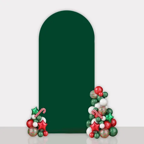 Miniatura 9 de AIBIIN Telón de fondo de pared de arco rojo de 2.6 x 6 pies, cubierta de fondo redondo para Navidad, día de San Valentín, color sólido, cubierta