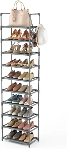 Miniatura 16 de LANTEFUL - Organizador de zapatos de 5 niveles, 12-15 pares, organizador de botas, estante resistente y estrecho para entrada, armarios con ganchos