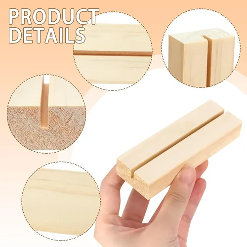 Miniatura 3 de 15 soportes de madera para números de mesa de 3.9 x 1.4 pulgadas, soportes de madera para tarjetas, soporte para fotos de acrílico, para bodas