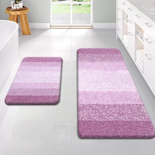 Miniatura 71 de OLANLY Juego de 2 alfombras de baño de microfibra suave y absorbente, antideslizantes, se pueden lavar y secar a máquina, alfombras de baño peludas