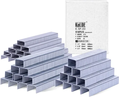 KeLDE Juego de grapas de corona estrecha de 3 tamaños para pistola de grapas de 1/4 pulgadas, 5/16 pulgadas, 3/8 pulgadas galvanizadas JT21 (3500