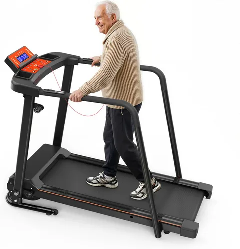 Lastforever Walking Treadmills with Extended Handrails, 2.5HP Quiet Motor, Heart Rate Monitor, 310 lbs Capacity, Treadmill for Seniors, Recovery &