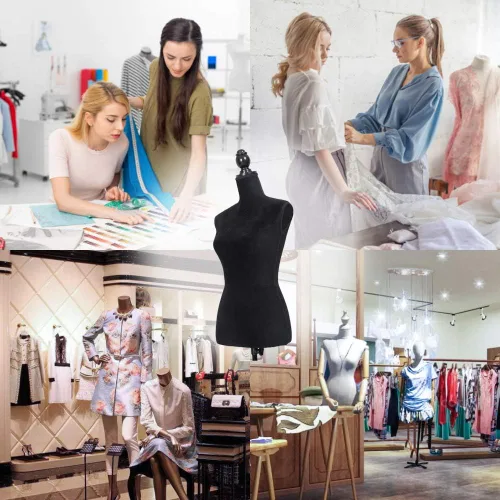 Miniatura 6 de Forma de vestido para coser ropa, soporte de maniquí, cuerpo de maniquí ajustable para exhibiciones de mujer, modelo de torso de joyería con soporte
